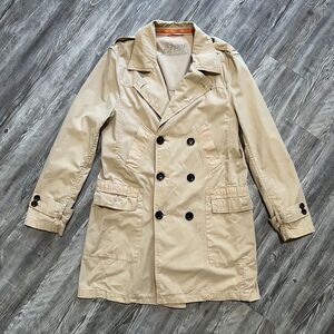 7 For All Mankind Khaki Double Breasted Cotton Trench Coat M